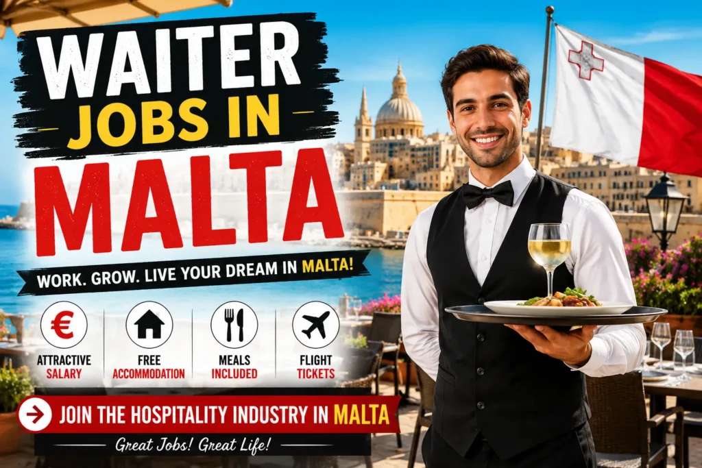 Waiter Jobs in Malta with Visa Sponsorship 2026
